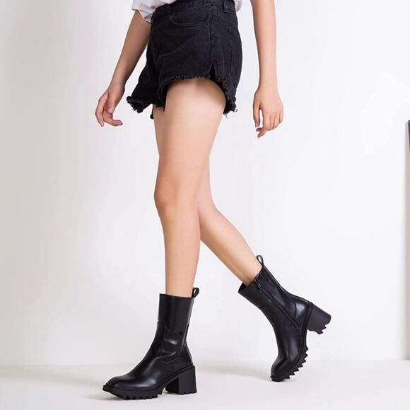 Vepose Women's Platform Ankle Chunky Block Heel Square Toe Booties size 7,5 - Picture 1 of 6